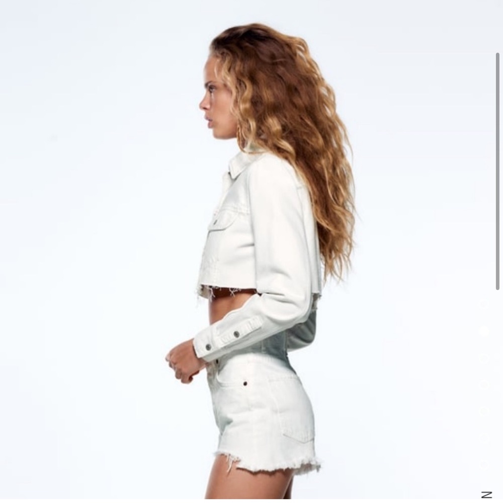 Cropped White Zara Jean Jacket